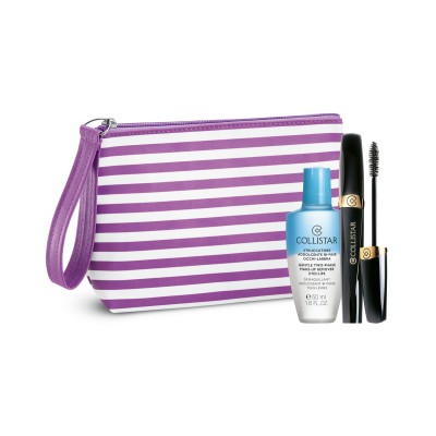 1 - Collistar Cofanetto Supermascara Tridimensionale Extra Nero + Struccatore Addolcente Bi-fase 50 ml + Pochette Fashion