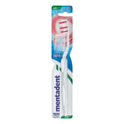 1 - Mentadent Tecnic spazzolino da denti Verde, Bianco, Rosso, Blu Adulto
