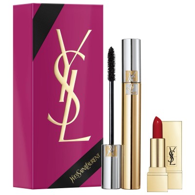 1 - Yves Saint Laurent Coffret Mascara Volume Effet Faux Cils 01 Black + mini Rouge Pur Couture