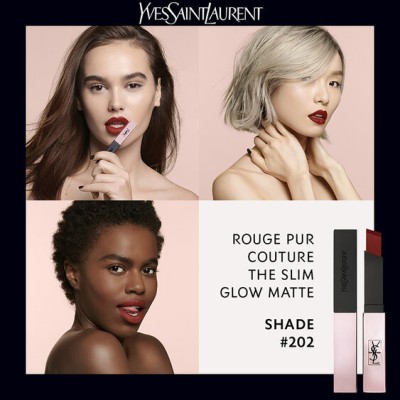1 - Yves Saint Laurent Rouge Pur Couture The Slim Glow Matte 202 Insurgent Red 2ml