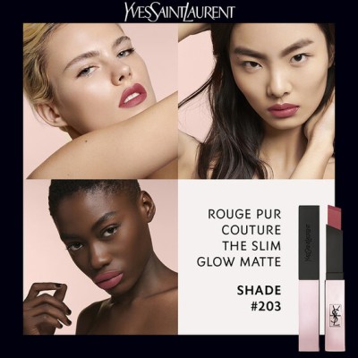 1 - Yves Saint Laurent Rouge Pur Couture The Slim Glow Matte 203 Restricted Pink 2ml