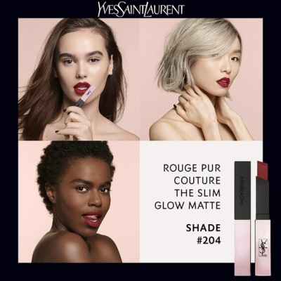 1 - Yves Saint Laurent Rouge Pur Couture The Slim Glow Matte 204 Private Carmine 2ml