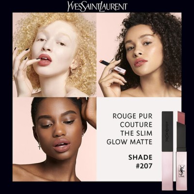 1 - Yves Saint Laurent Rouge Pur Couture The Slim Glow Matte 207 Illegal Rosy Nude 2ml