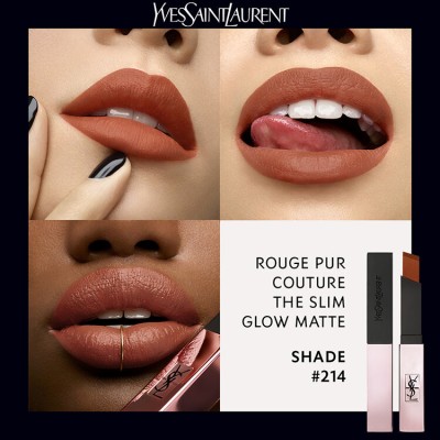1 - Yves Saint Laurent Rouge Pur Couture The Slim Glow Matte 214 Illicit Orange 2ml