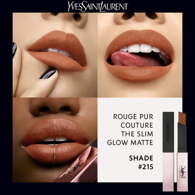 1 - Yves Saint Laurent Rouge Pur Couture The Slim Glow Matte 215 Undisclosed Chestnut 2ml