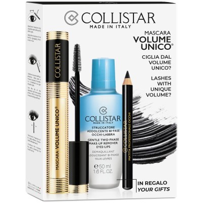 1 - Collistar Kit Mascara Volume Unico Nero + IN REGALO Struccatore Addolcente Bi-Fase 50 ml + Matita Occhi nera Formato Special