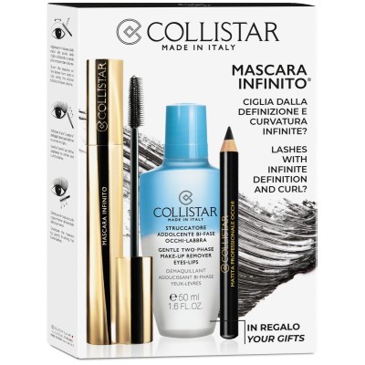 1 - Collistar Kit Mascara Infinito Extra Nero + IN REGALO* Struccatore Addolcente Bi-Fase 50 ml + Matita Occhi nera Formato Spec
