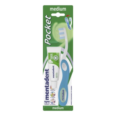 1 - Mentadent Pocket toothbrush Toothbrush set Green, White, Blue Adult