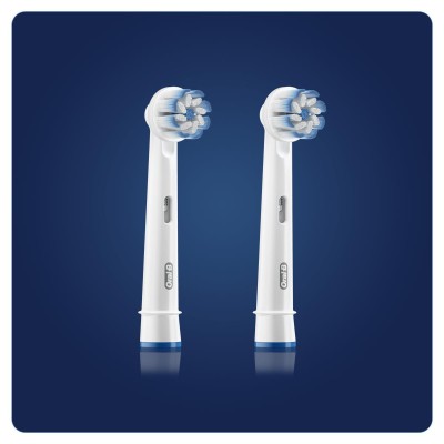 1 - Oral-B Sensitive Clean Clean & Care Brush Heads 2 pz Bianco