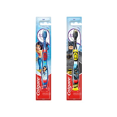 1 - Colgate Batman/Wonder Woman spazzolino da denti Multicolore Bambino