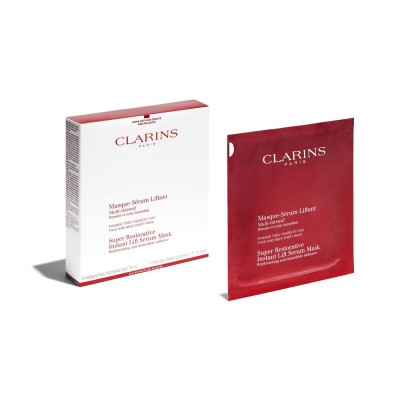 1 - Clarins Maschera Siero di tessuto "Effetto Lifting" per viso e collo, 5 x 30ml