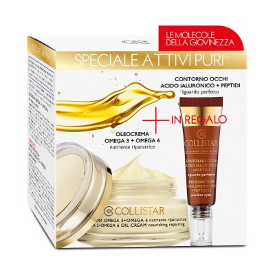 1 - Collistar Attivi Puri Oleocrema Omega 3 + Omega 6 50ml + Contorno Occhi Acido Ialuronico + Peptidi 7.5ml