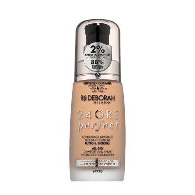 1 - Deborah Milano 24ore Perfect Foundation With Hyaluronic Acid Caramel Beige 3 30 ml