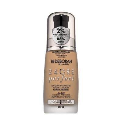 1 - Deborah Milano 24ore Perfect Foundation With Hyaluronic Acid 3.2 Hazelnut 30ml