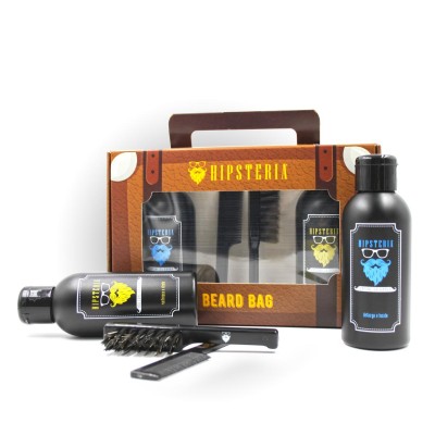 1 - Hipsteria Cofanetto Beard Bag Sapone da barba 125 ml Balsamo da barba 125 ml Kit spazzola & Pettine Edizione Limitata