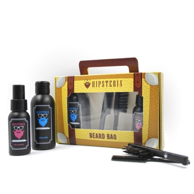 1 - Hipsteria Cofanetto Beard Bag Sapone da barba 125 ml Olio da barba 50 ml Kit spazzola & Pettine Edizione Limitata