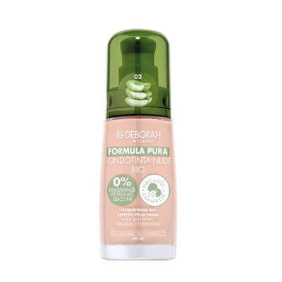 1 - Deborah Milano Formula Pura Nude Skin Effect Organic Foundation 02 Rose Cream 30ml