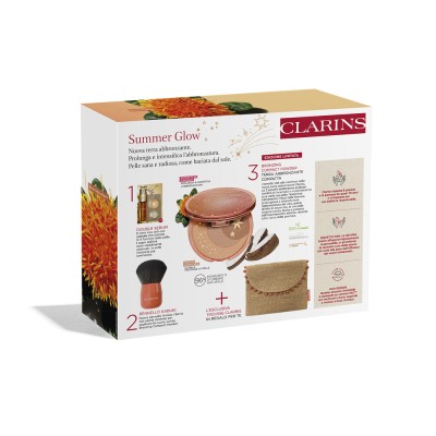 1 - Clarins Summer Glow Bronzing Compact Powder + Pennello Kabuki e una trousse