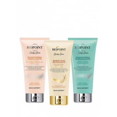 1 - Biopoint Kit Natale 2024 Bagnocrema Addolcente 200ml + Energizzante 200ml + Bagno Olio Setificante 200ml