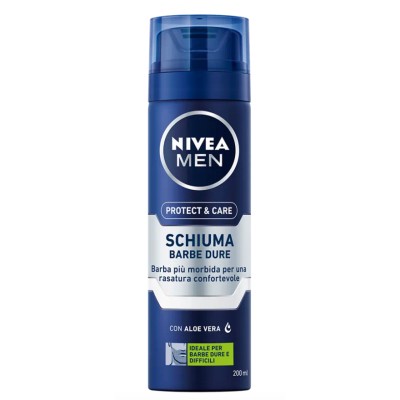 1 - NIVEA PROTECT & CARE SCHIUMA BARBE DURE, 200 ml
