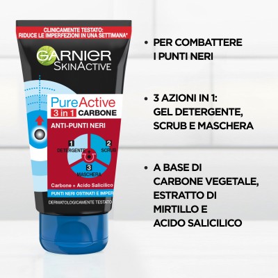 1 - Garnier Pure Active 3 in 1 Carbone, 150 ml