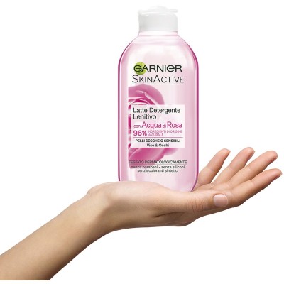 1 - Garnier Skinactive Latte Detergente Lenitivo con Acqua di Rosa 200ml