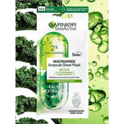 1 - Garnier 2% Niacinamide + Kale Detox Ampoule Sheet Mask