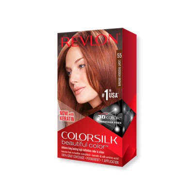 1 - Revlon ColorSilk Beautiful Color 55 Light Reddish Brown