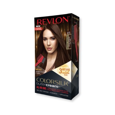 1 - Revlon ColorSilk Buttercream Hair Color 415 Dark Soft Mahogany Brown