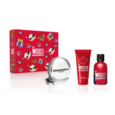 1 - Dsquared2 Red Wood Eau De Toilette 100ml + Gel Doccia 100ml + Silver Purse