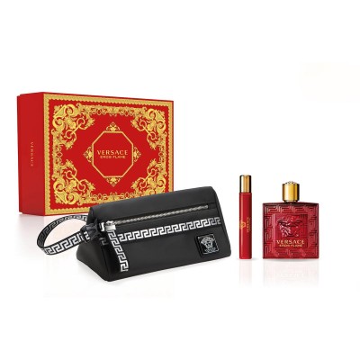 1 - Versace Eros Flame Eau De Parfum 100ml + Travel Spray 10ml + Black Trousse