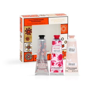 1 - L'Occitane Trio creme mani Floreale Cofanetto: Crema mani Fiori di Ciliegio 30ml + Crema mani Rosa 30ml + Crema mani Neroli 