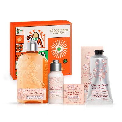 1 - L'Occitane Cofanetto Corpo Fiori di Ciliegio: Gel doccia Fiori di Ciliegio 250ml + Latte corpo Fiori di Ciliegio 75ml + Cema