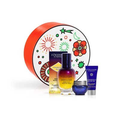 1 - L'Occitane Cofanetto Viso Reset: Olio in siero Reset 30ml + Crema Immortelle Precieuse 8ml + Balsamo contorno occhi Immortel