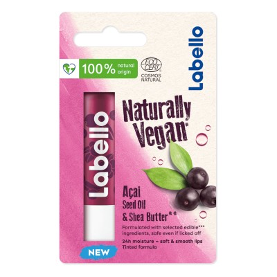 1 - Labello Naturally Vegan Acai Seed Oil & Shea Butter lip balm & scrub Unisex 5.2 ml