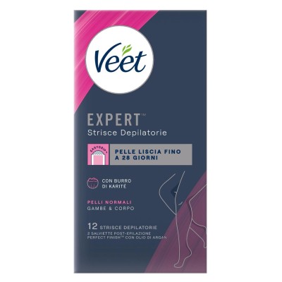 1 - Veet Strisce Depilatorie Expert Corpo & Gambe Pelli Normali, 12 pz
