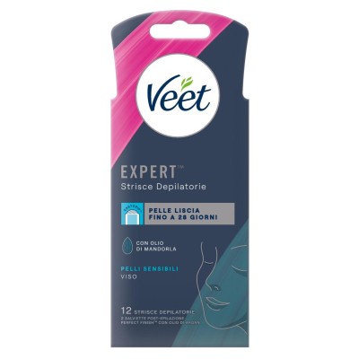 1 - Veet Strisce Depilatorie Expert Viso Pelli Sensibili, 12 pz