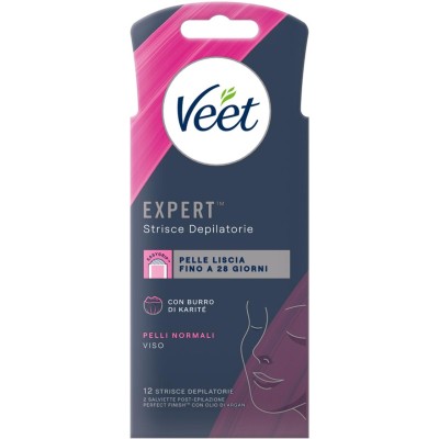 1 - Veet Strisce Depilatorie Expert Viso Pelli Normali, 12 pz