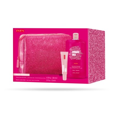 1 - PUPA Milano Kit Glitter Lab 004 Smile Therapy Crema Corpo Illuminante 200ml + Balsamo Labbra 15ml