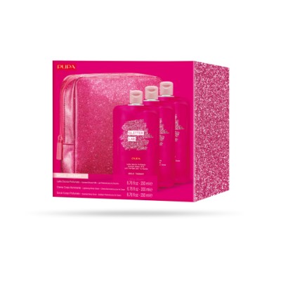 1 - PUPA Milano Kit Glitter Lab 004 Smile Therapy Latte Doccia 200ml + Crema 200ml + Scrub Corpo 200ml