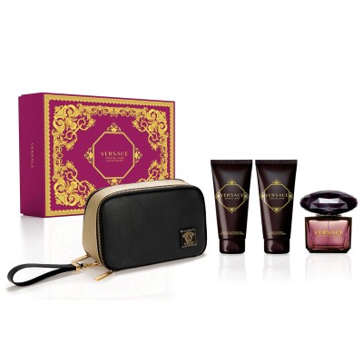 1 - Versace Crystal Noir Eau De Toilette 90ml + Lozione Corpo 100ml + Gel Doccia 100ml + Black & Gold Travel Beauty