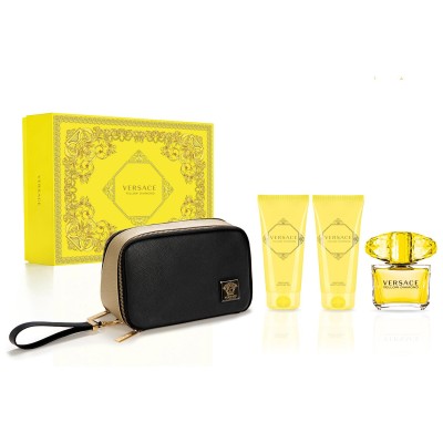 1 - Versace Yellow Diamond Eau De Toilette 90ml + Lozione Corpo 100ml + Gel Doccia 100ml + Black and Gold Travel Beauty