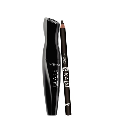1 - Deborah Milano 24 Ore Absolute Volume Mascara + Kajal Pencil + Waterproof Two-Phase Cleanser eye makeup set 4 pc(s)