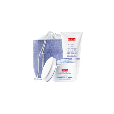 1 - PUPA Milano Kit Home Spa Rigenerante Anti-stress Gel Doccia 300ml + Scrub Salino 350g
