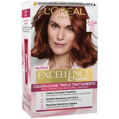 1 - L’Oréal Paris Excellence Crème Ash Mahogany Copper Dark Blonde 6.54