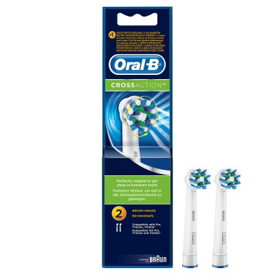 1 - Oral-B CrossAction Brush Heads 2 pc(s) Blue, White