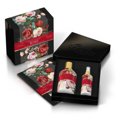 1 - Rudy Profumi Scatola regalo con Bagno & Doccia Schiuma 250 mL + Acqua Profumata 100 mL Nature&Arome Linea Roses