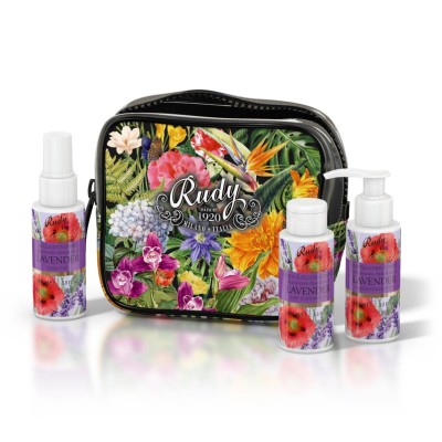 1 - Rudy Profumi Pochette con Bagno & Doccia Schiuma, Crema Corpo, Acqua Profumata 100 mL Nature&Arome Linea Lavender